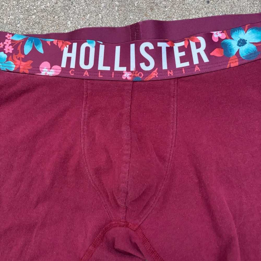 HOLLISTER CALIFORIA MENS PRE-OWNED MAROON COTTON SPANDEX TRUNK BRIEF MEDIUM - Picture 2 of 7